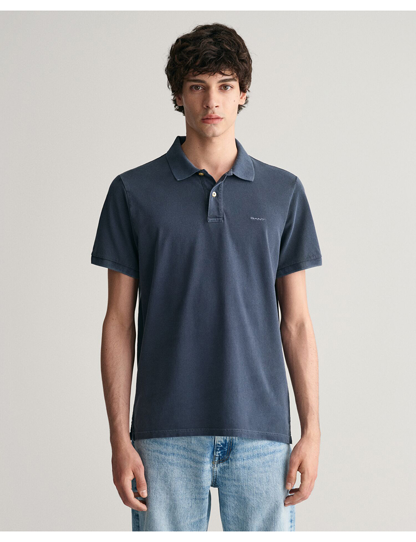 Pólo Manga Curta Sunfaded Pique Azul