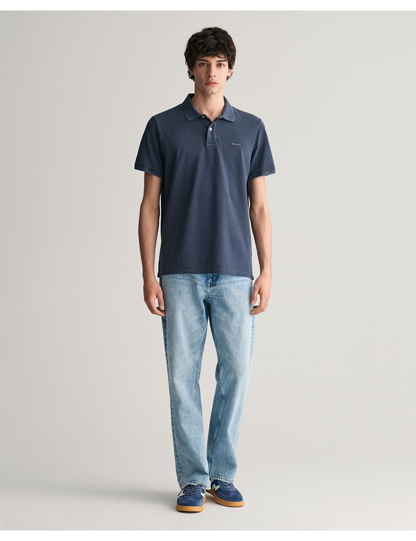 Pólo Manga Curta Sunfaded Pique Azul