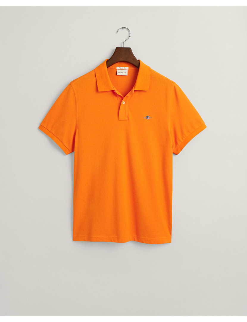 Pólo Manga Curta Regular Shield Pique Laranja