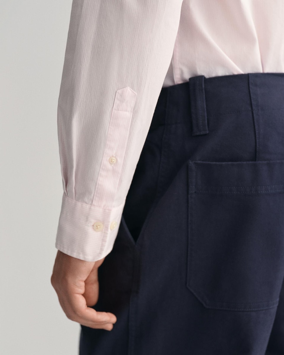 Camisa Regular Fit Riscas Rosa Claro