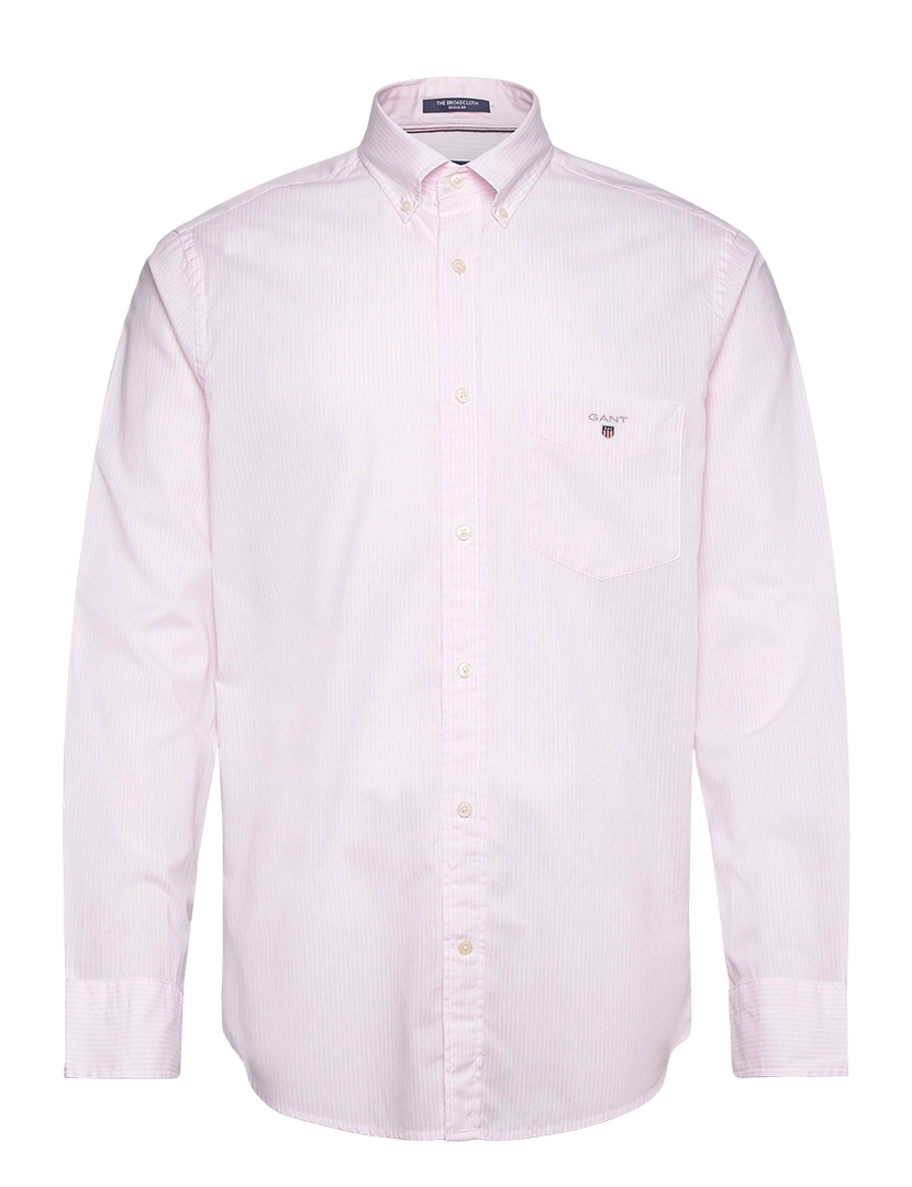Camisa Regular Fit Riscas Rosa Claro