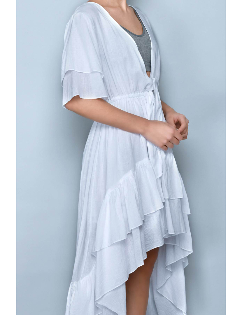 Vestido Assimétrico c/ folhos Branco