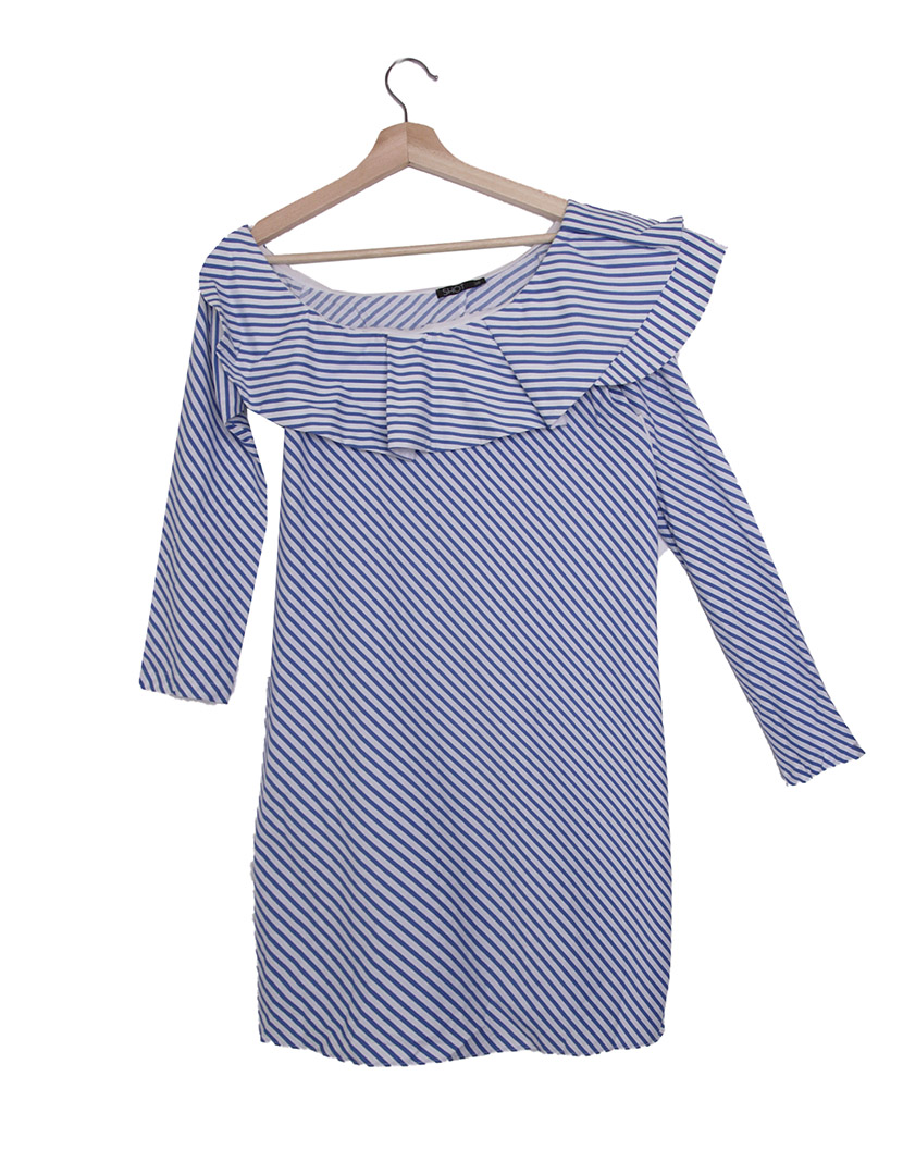 Vestido Curto Riscas Azul