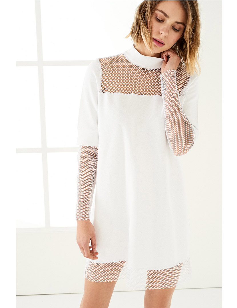 Vestido Curto c/ rede Branco