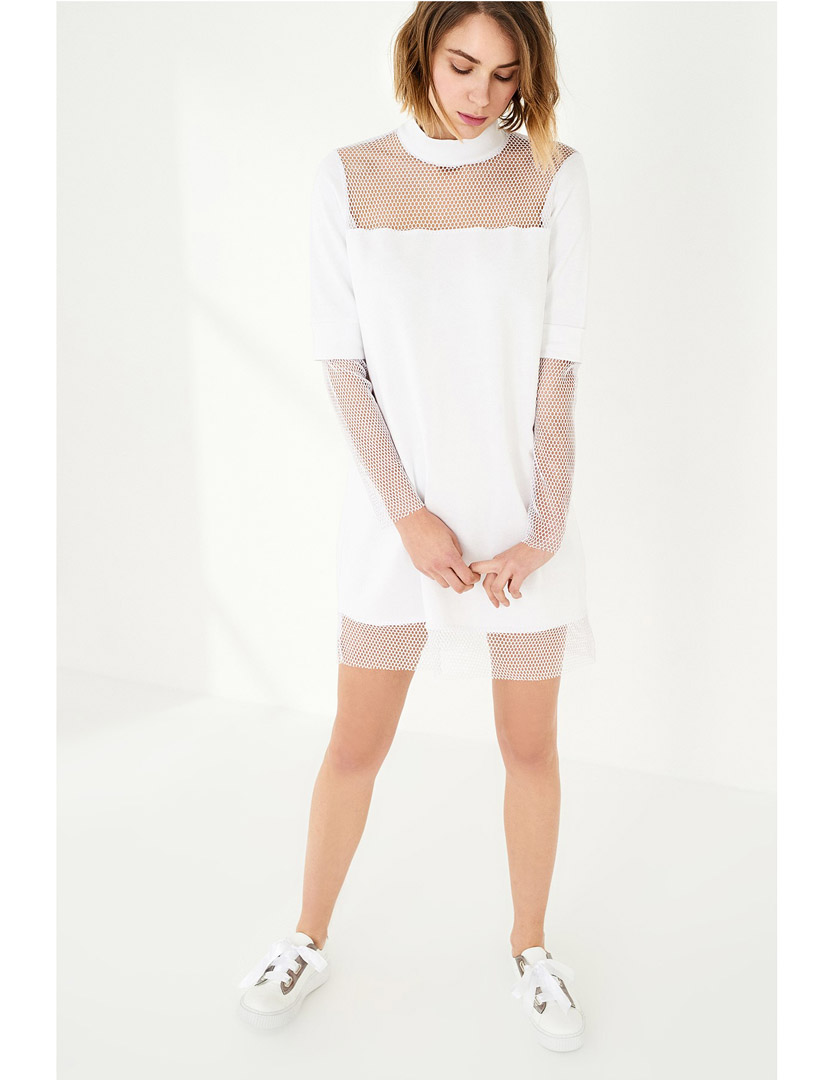 Vestido Curto c/ rede Branco