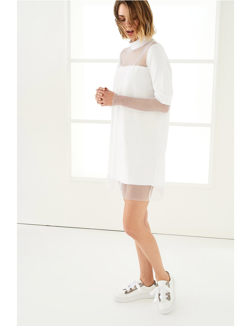 Vestido Curto c/ rede Branco