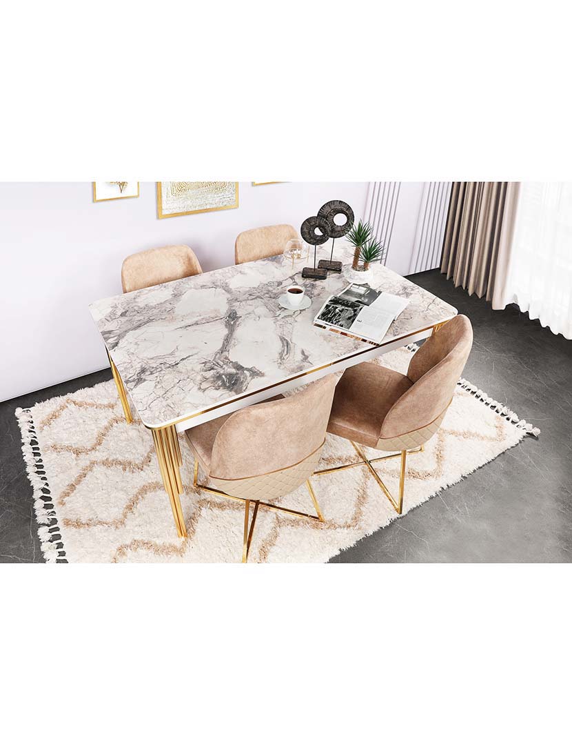 Conjunto 2 Cadeiras Madrid 913 Dourado/Castanho