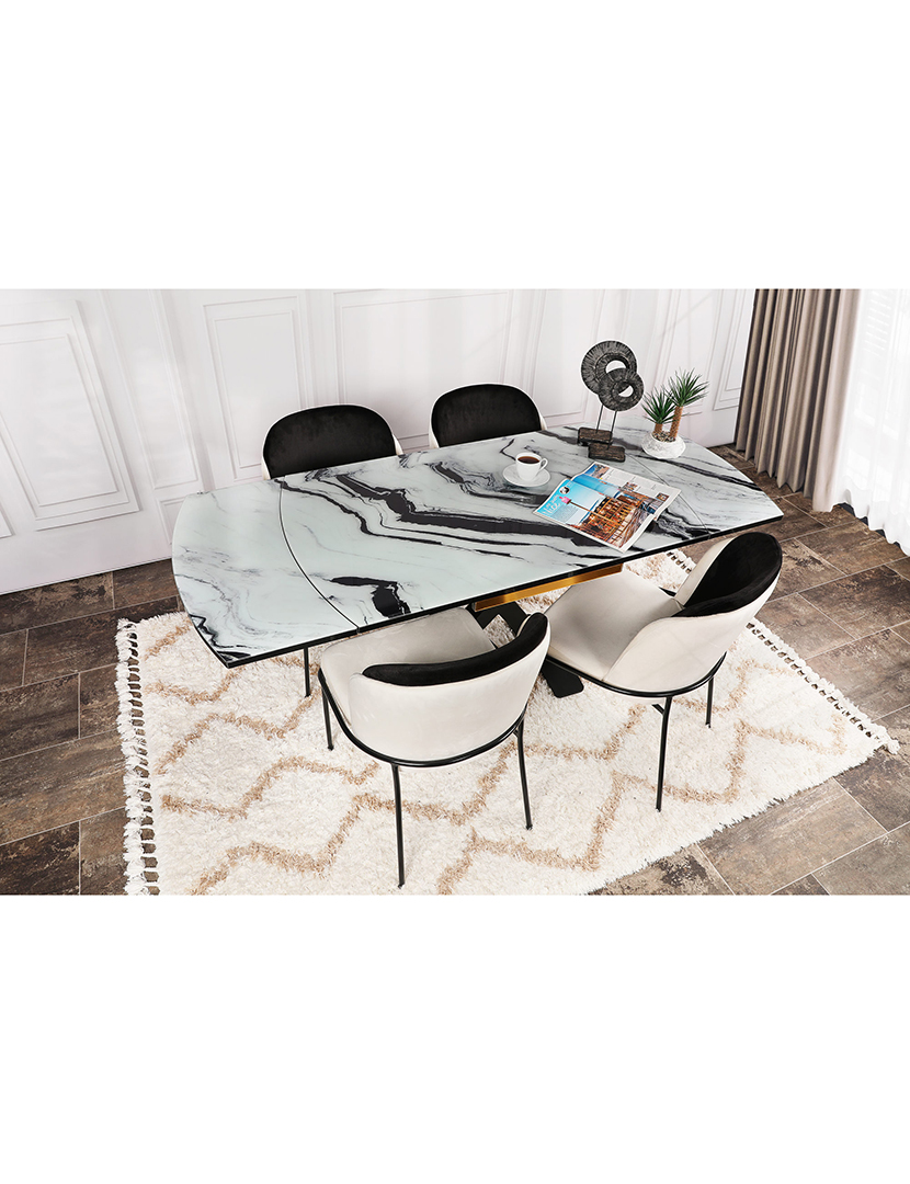 Conjunto 4 Cadeiras Dore 145 Preto/Creme