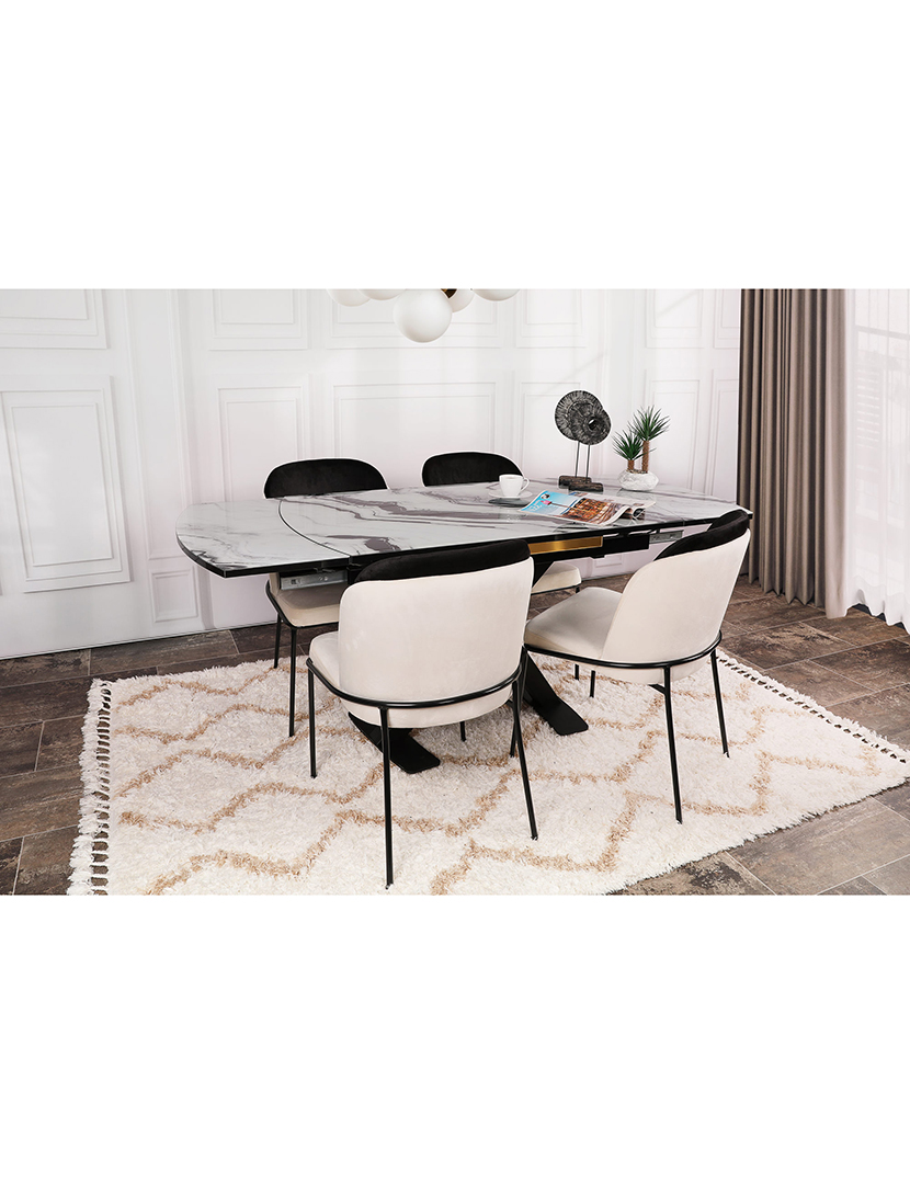 Conjunto 4 Cadeiras Dore 145 Preto/Creme