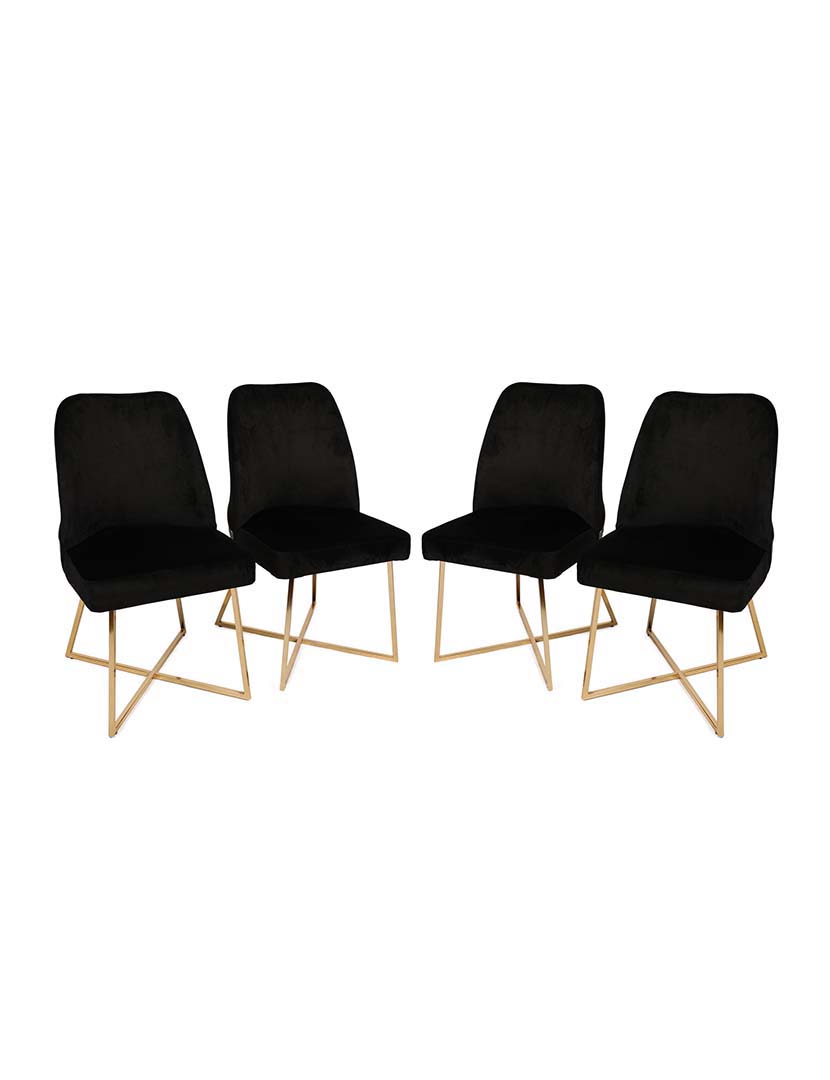 Conjunto 4 Cadeiras Madrid 911 Dourado/Preto