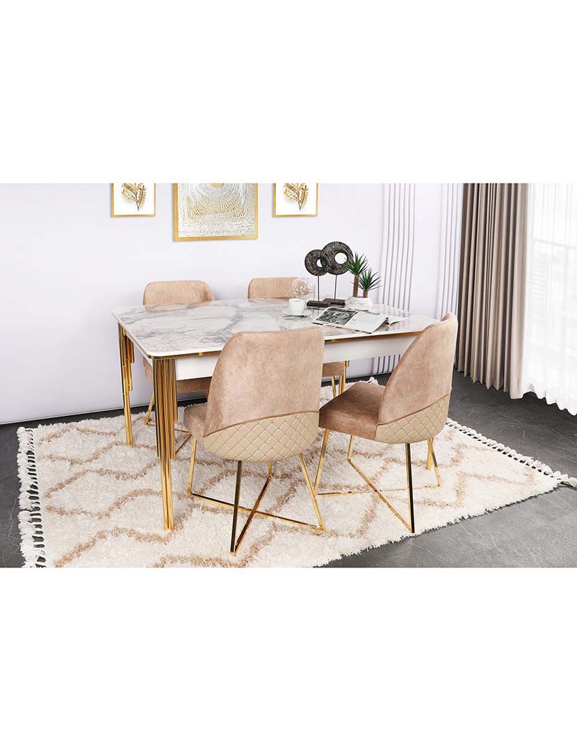 Conjunto 4 Cadeiras Madrid 913 Dourado/Castanho