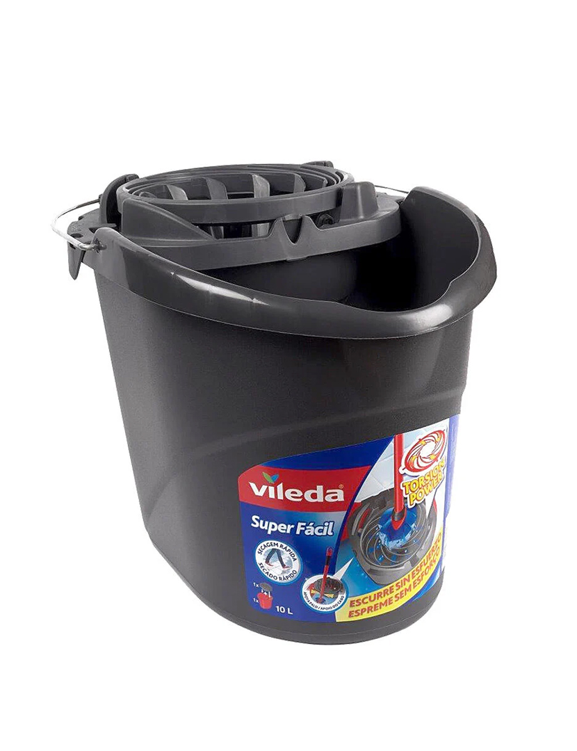 Balde Com Espremedor Superfácil Cinza