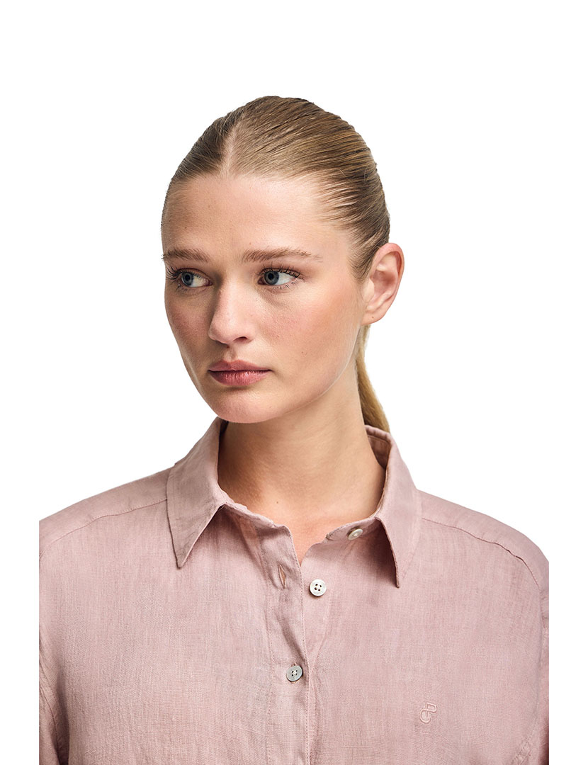 Camisa Linho Pc Monogram W Gd Rosa Taupe