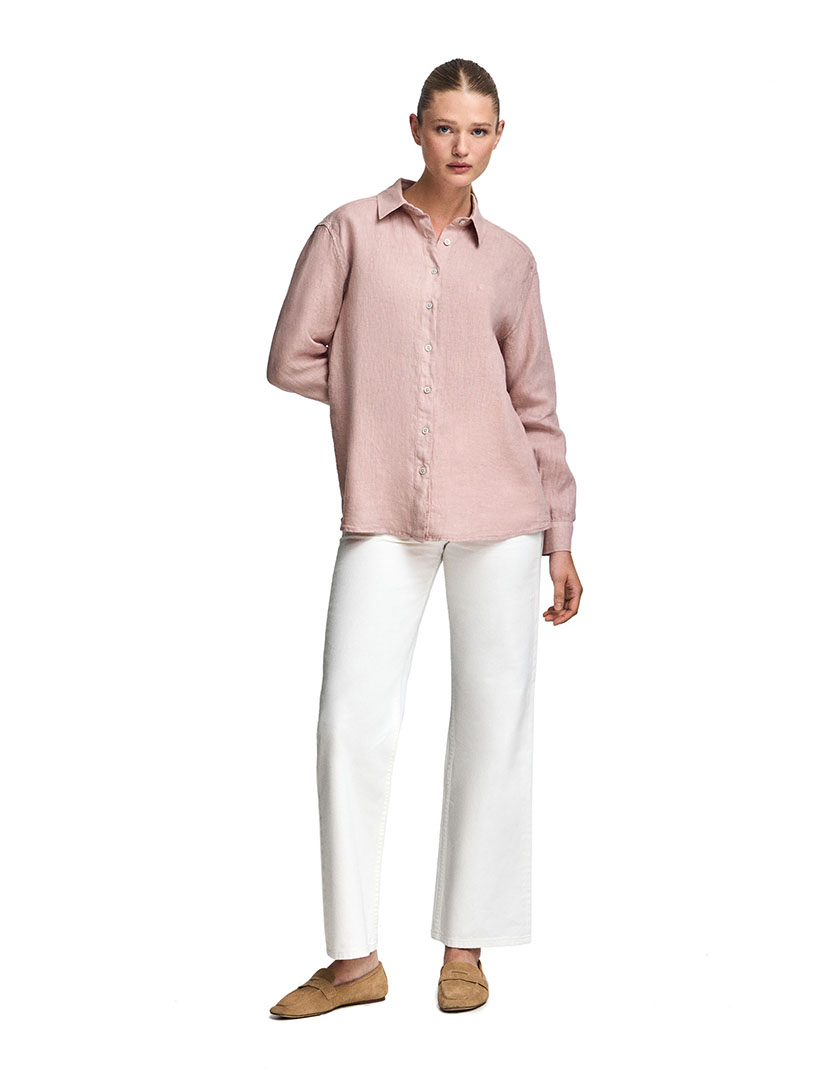 Camisa Linho Pc Monogram W Gd Rosa Taupe