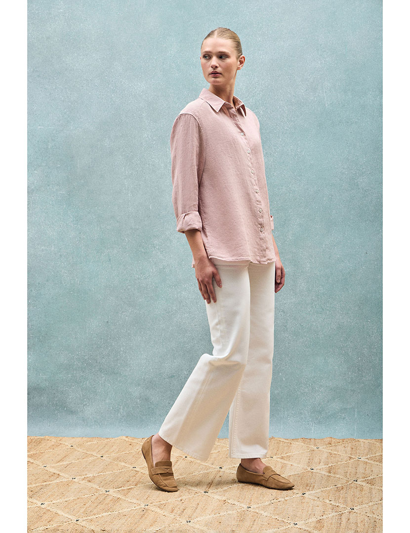 Camisa Linho Pc Monogram W Gd Rosa Taupe