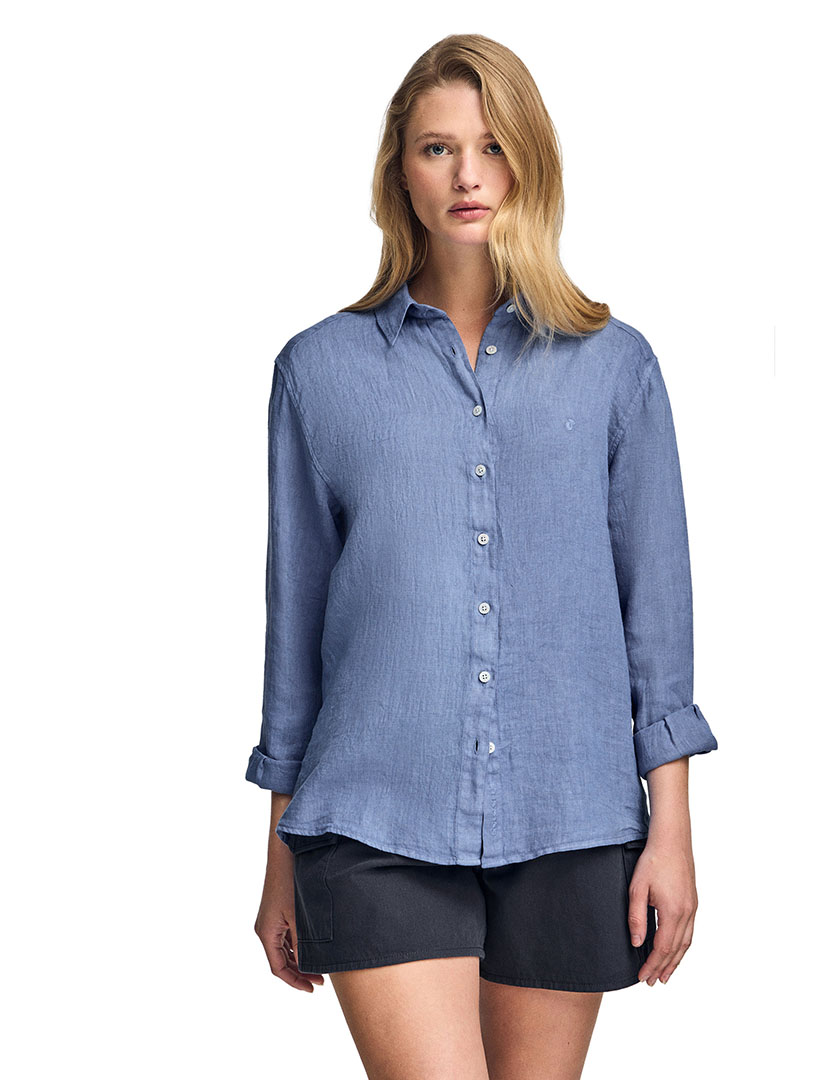 Camisa Linho Pc Monogram W Gd Azul Royal