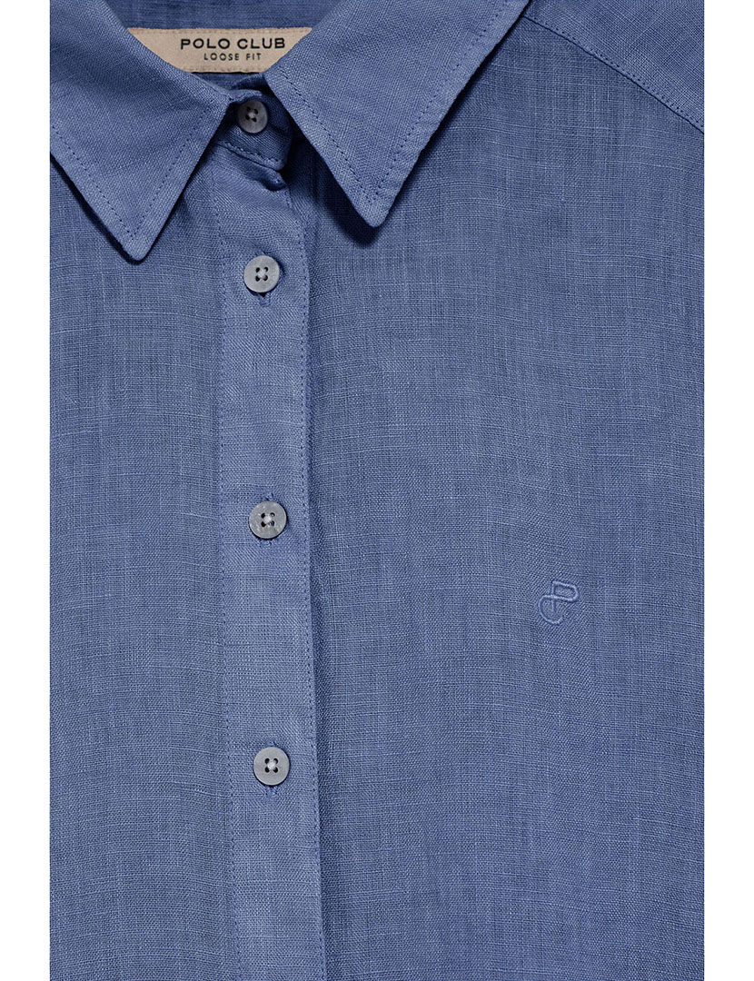 Camisa Linho Pc Monogram W Gd Azul Royal