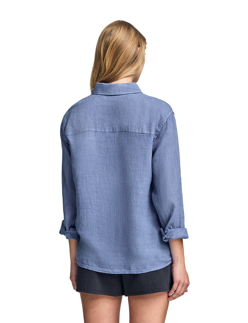 Camisa Linho Pc Monogram W Gd Azul Royal