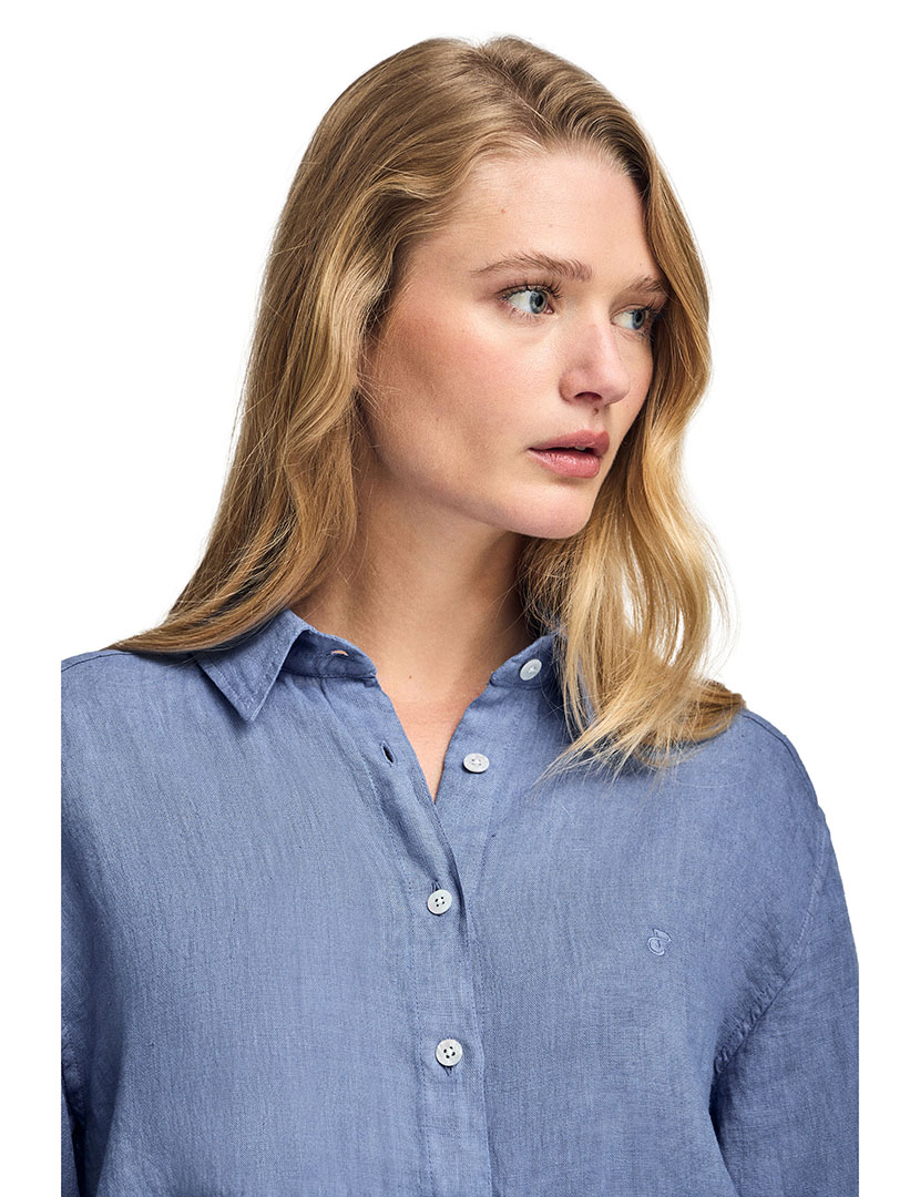 Camisa Linho Pc Monogram W Gd Azul Royal