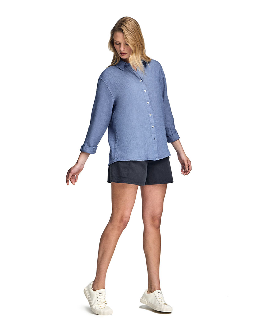 Camisa Linho Pc Monogram W Gd Azul Royal