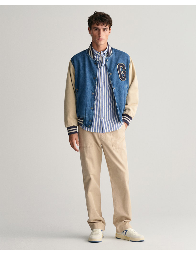 Camisa Riscas Reg Wide Azul