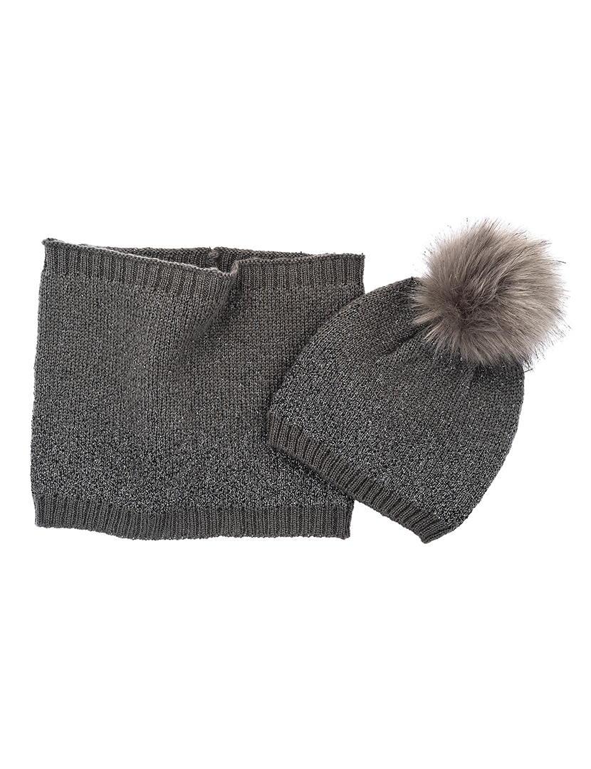 Conjunto Bebé Gorro e Gola Cinzento