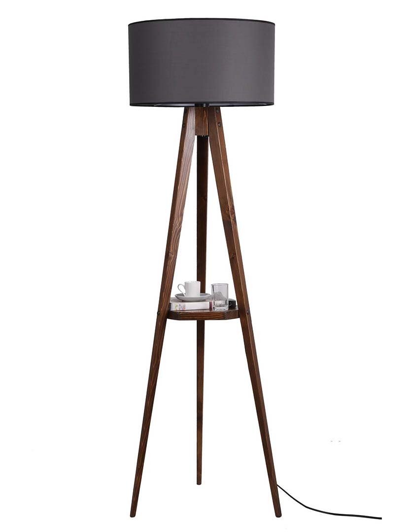 Candeeiro Chão Sehbali Tripod Ceviz Noz/Cinzento