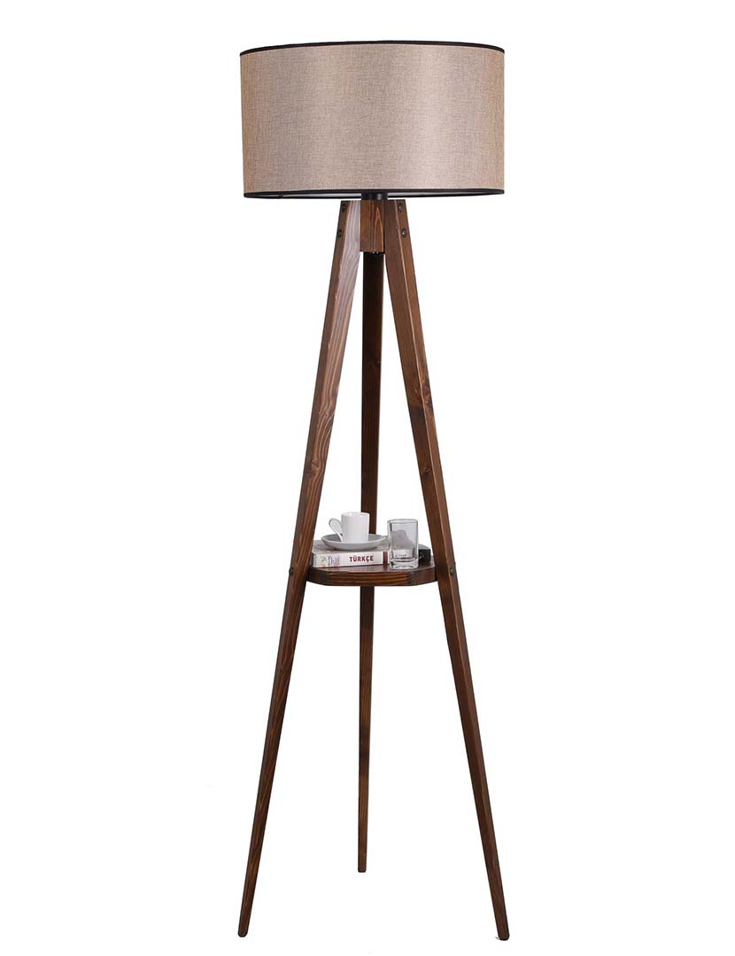 Candeeiro Chão Sehbali Tripod Ceviz Noz