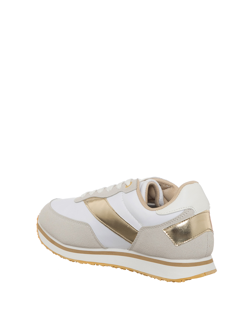 Ténis Senhora Branco e Dourado