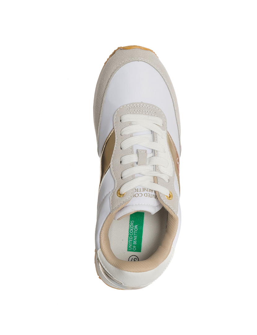 Ténis Senhora Branco e Dourado