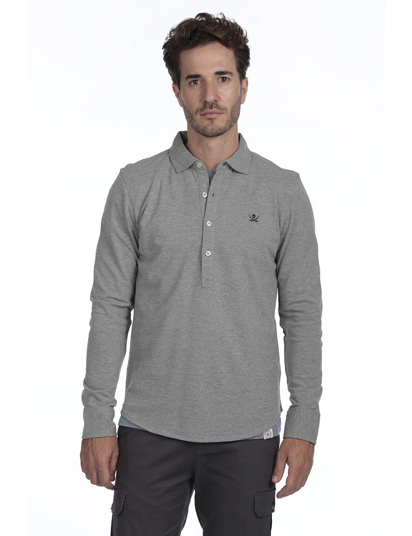 Camisola Pólo Homem Cinzento