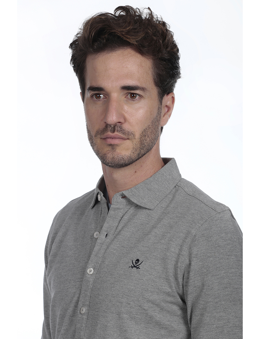 Camisola Pólo Homem Cinzento