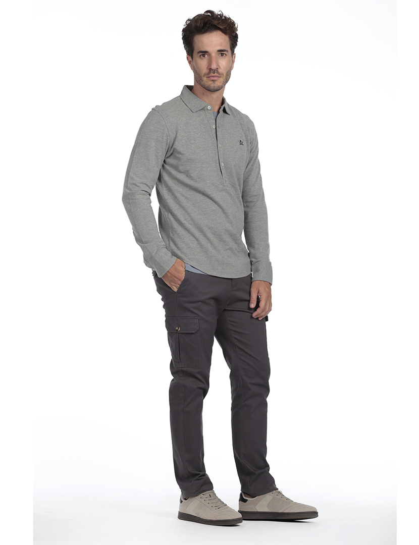 Camisola Pólo Homem Cinzento