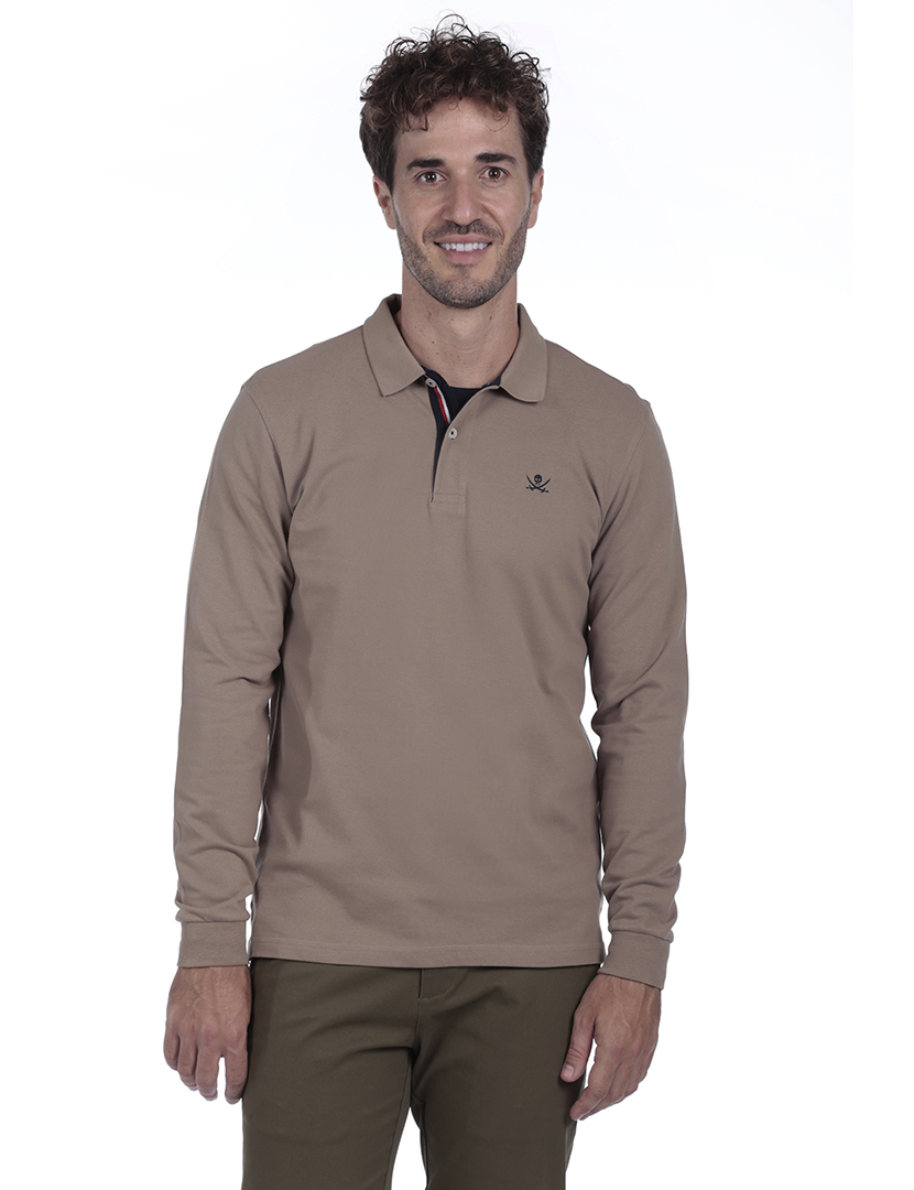 Pólo Básico Homem Castanho