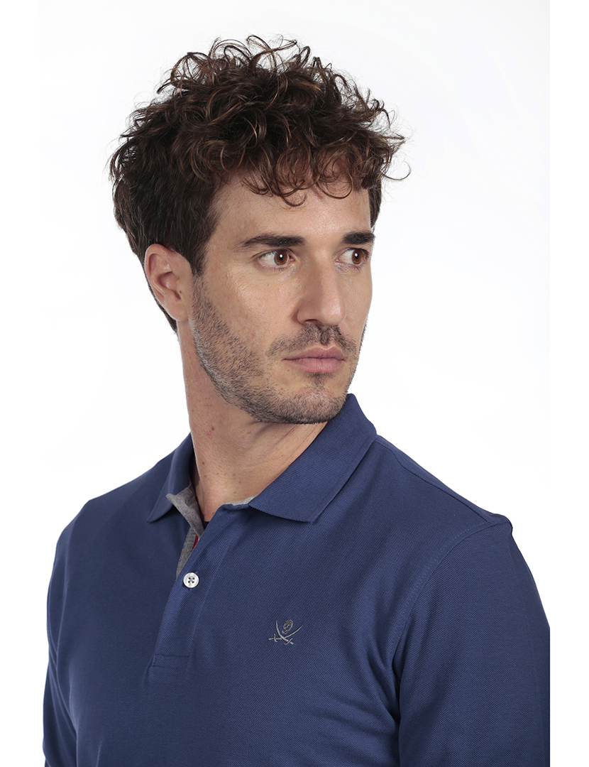 Pólo Básico Homem Azul