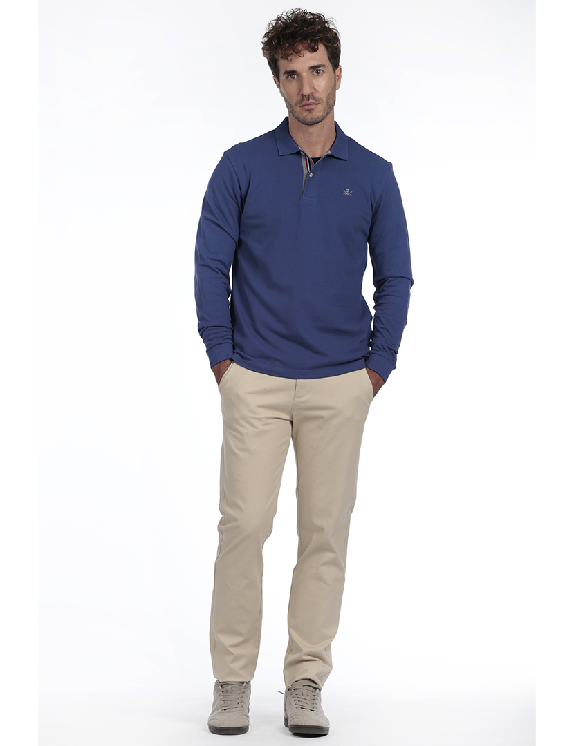 Pólo Básico Homem Azul