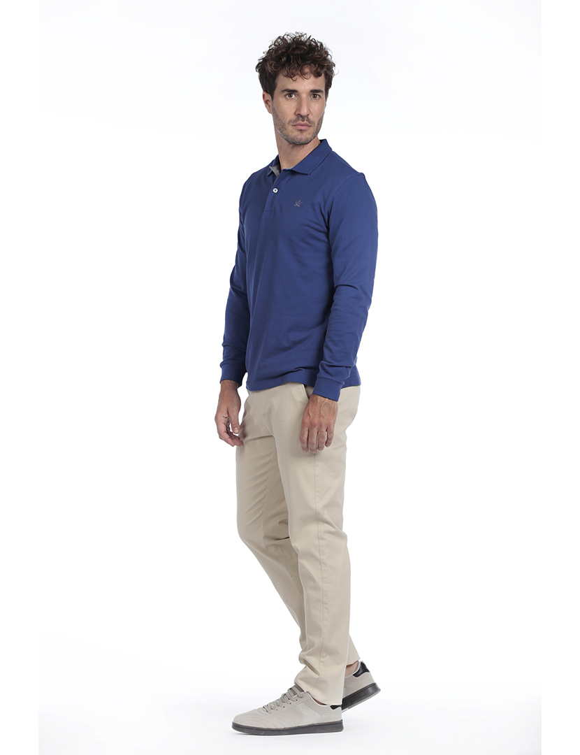 Pólo Básico Homem Azul