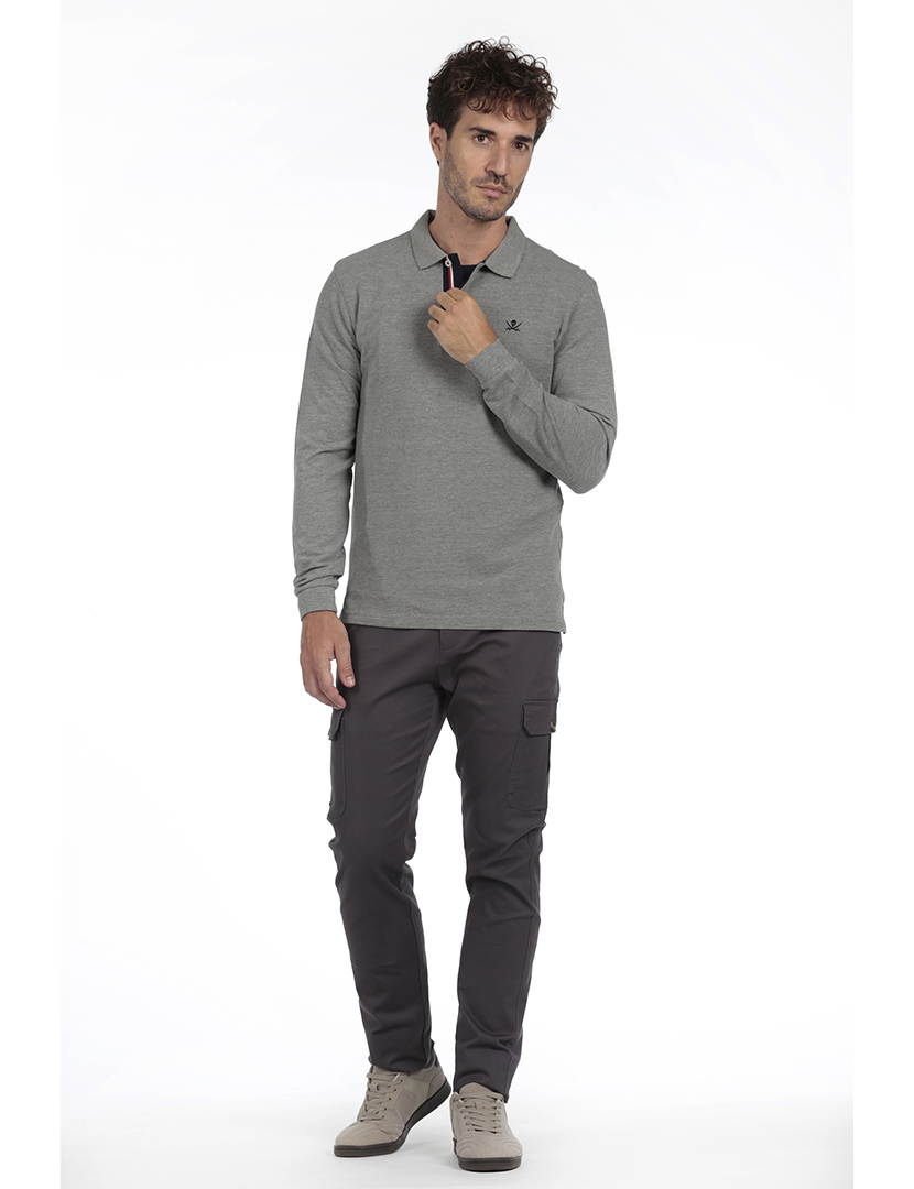 Pólo Básico Homem Cinzento