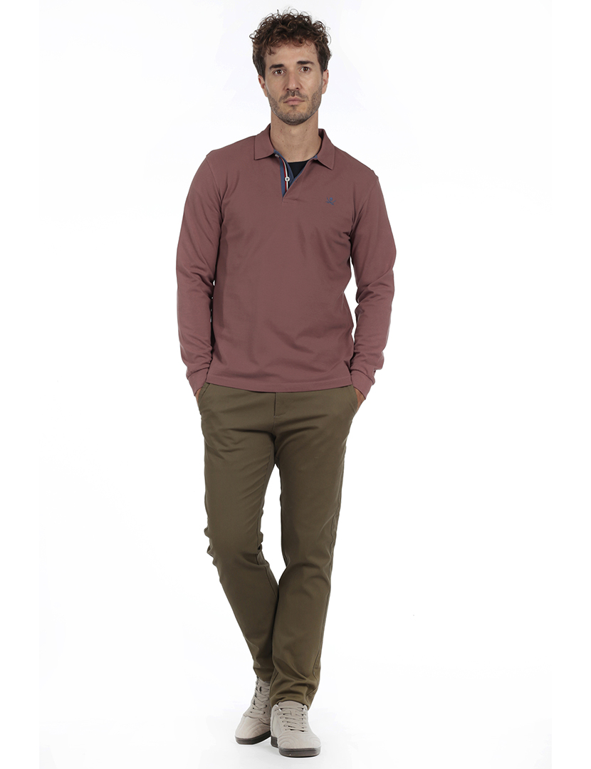 Pólo Básico Homem Castanho