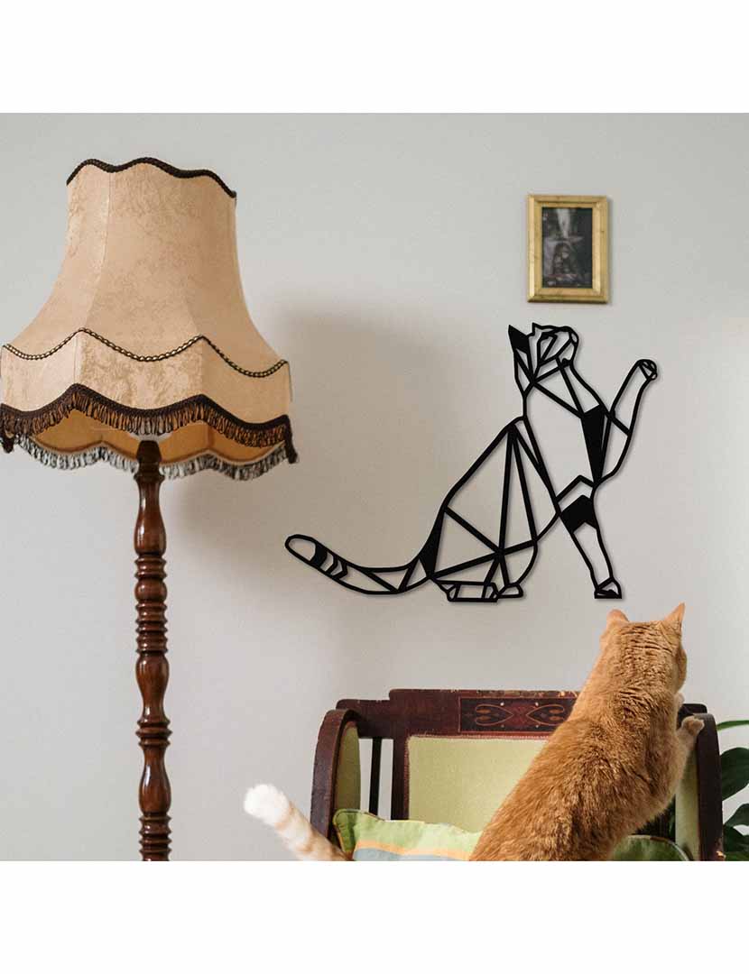 Decoração Parede Metal Geometric Cat