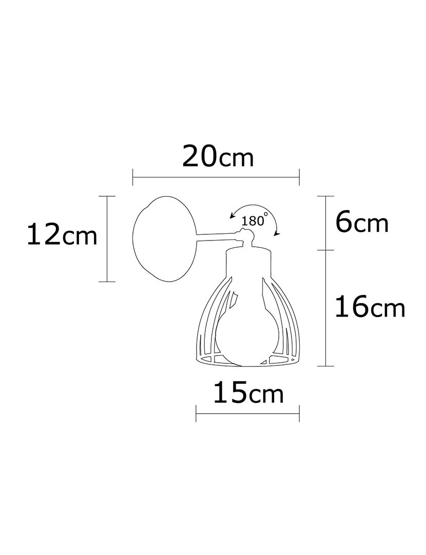 Candeeiro Parede Kemah-N-1238 Preto Bronze