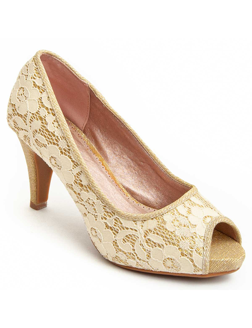 Sapatos de Salto Senhora Dourado