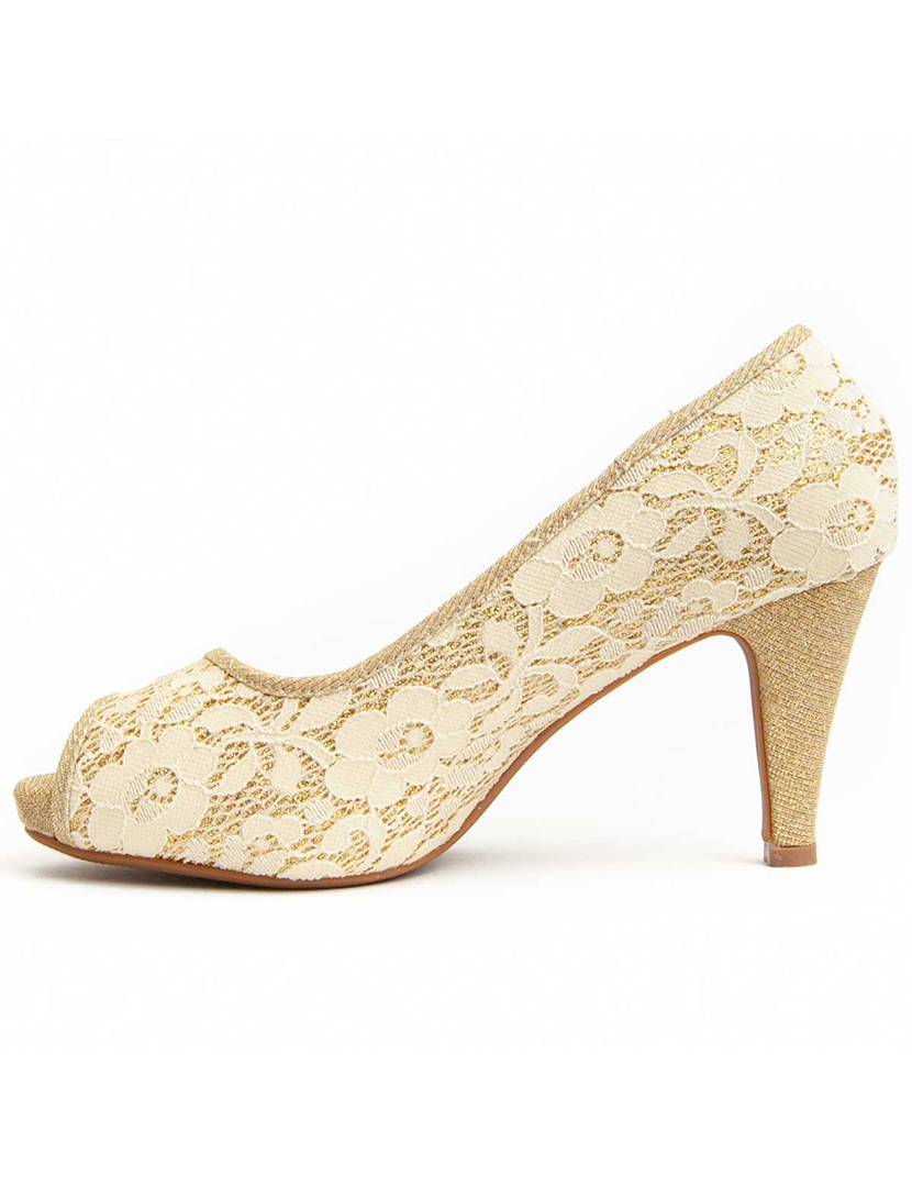 Sapatos de Salto Senhora Dourado