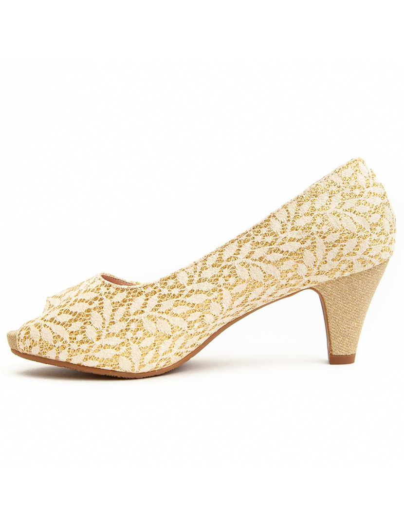 Sapatos de Salto Senhora Dourado