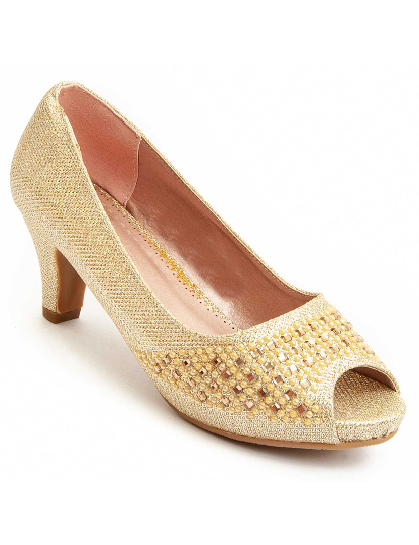 Sapatos de Salto Senhora Dourado