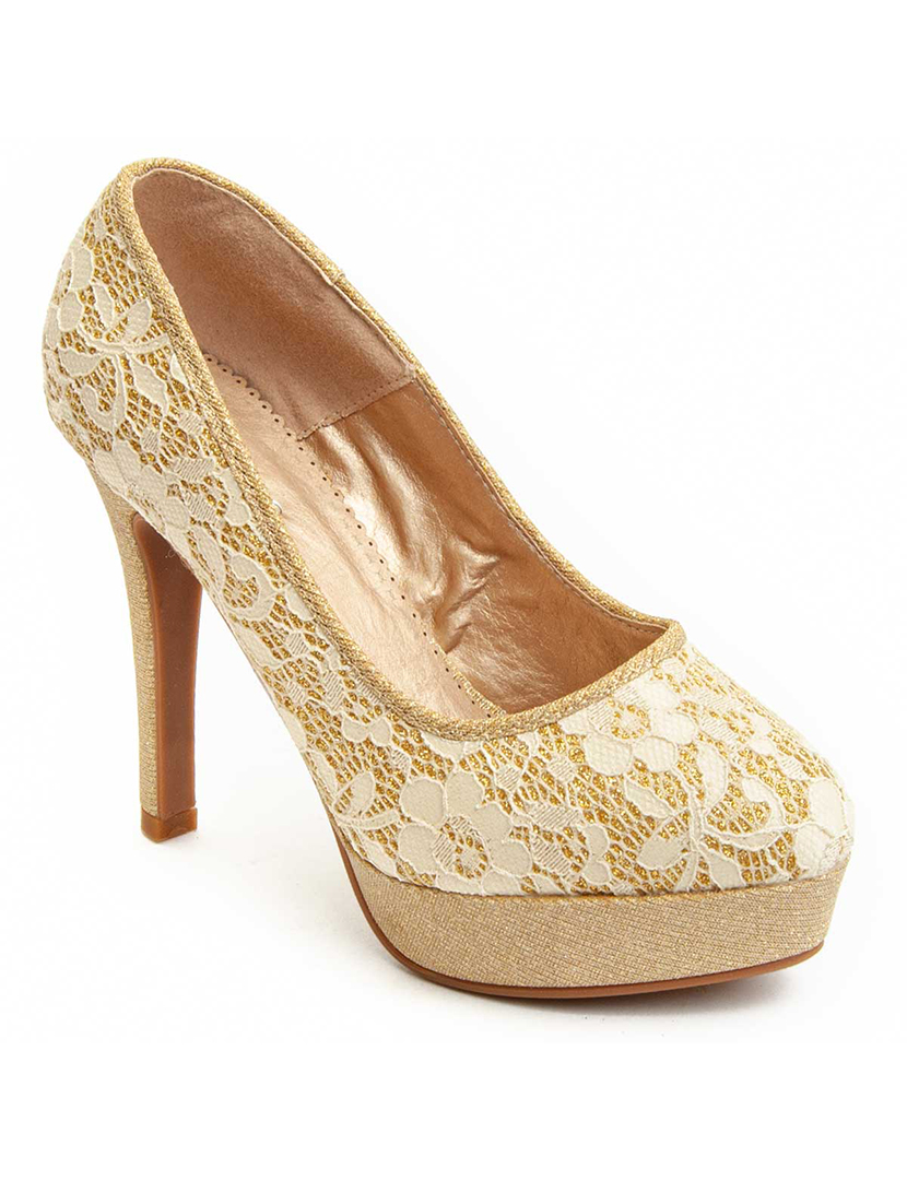 Sapatos de Salto Senhora Dourado