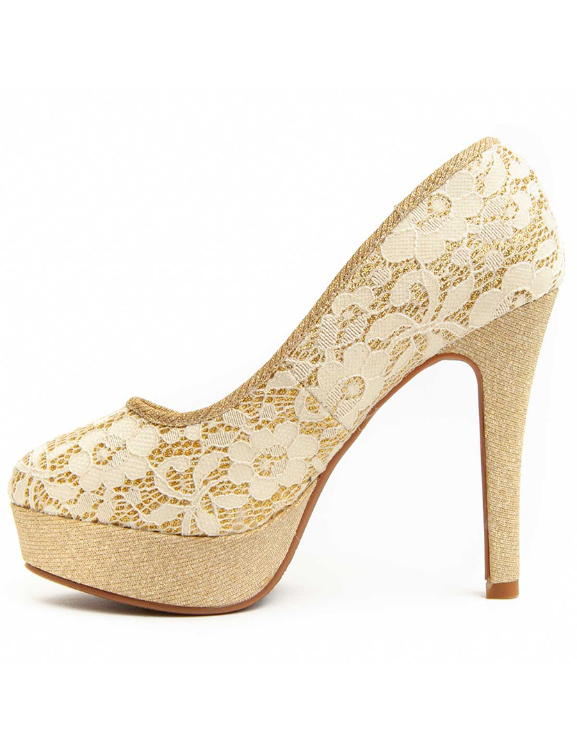 Sapatos de Salto Senhora Dourado