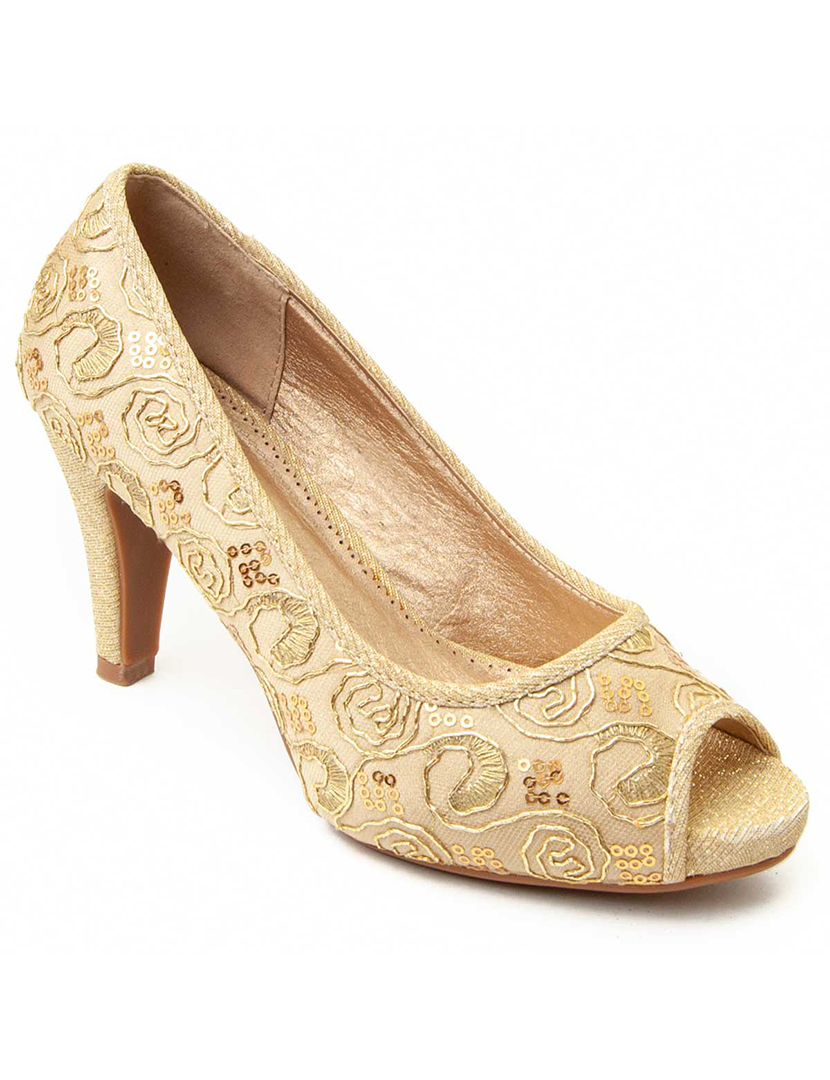 Sapatos de Salto Senhora Dourado