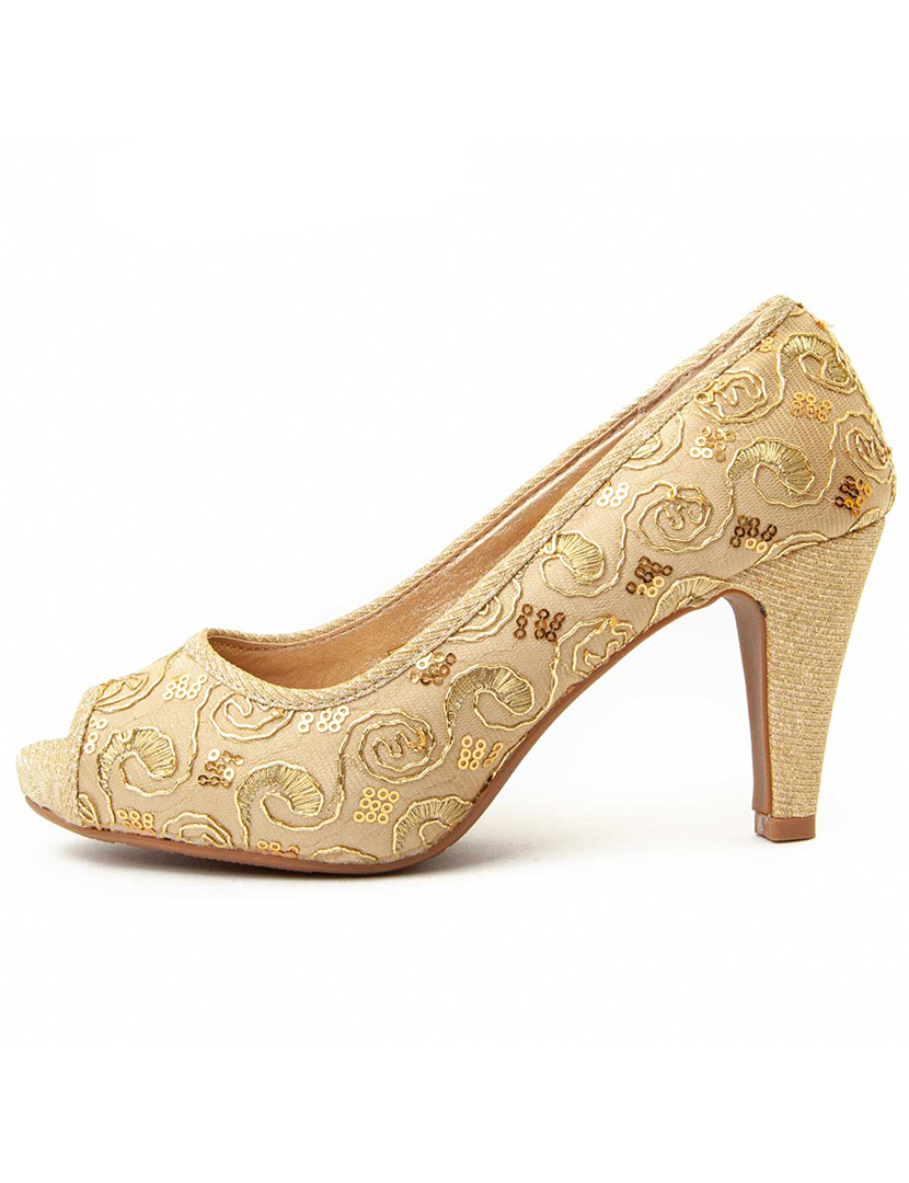 Sapatos de Salto Senhora Dourado