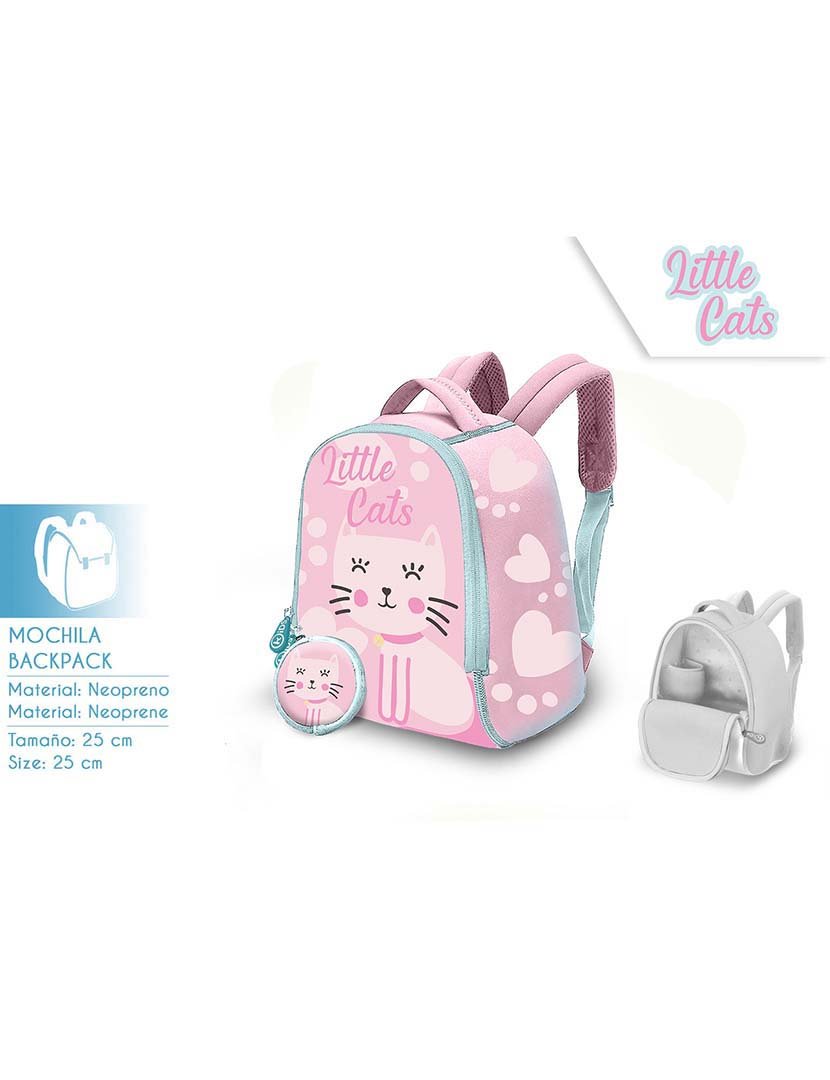 Mochila Neopreno 25Cm Gatinhos